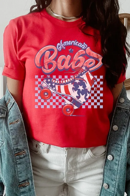American Babe Star Rollerskate Patriot Graphic Tee