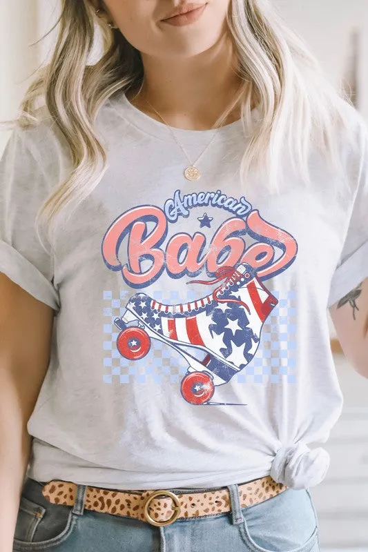 American Babe Star Rollerskate Patriot Graphic Tee