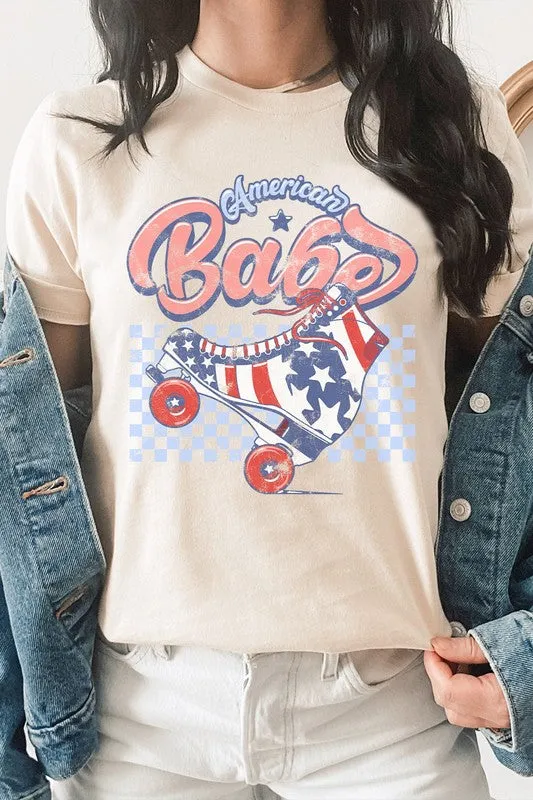 American Babe Star Rollerskate Patriot Graphic Tee