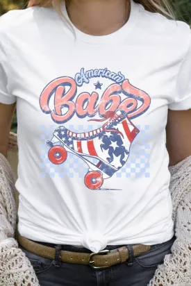 American Babe Star Rollerskate Patriot Graphic Tee