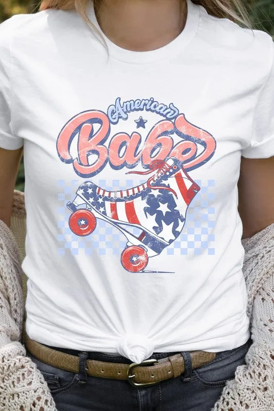 American Babe Star Rollerskate Patriot Graphic Tee