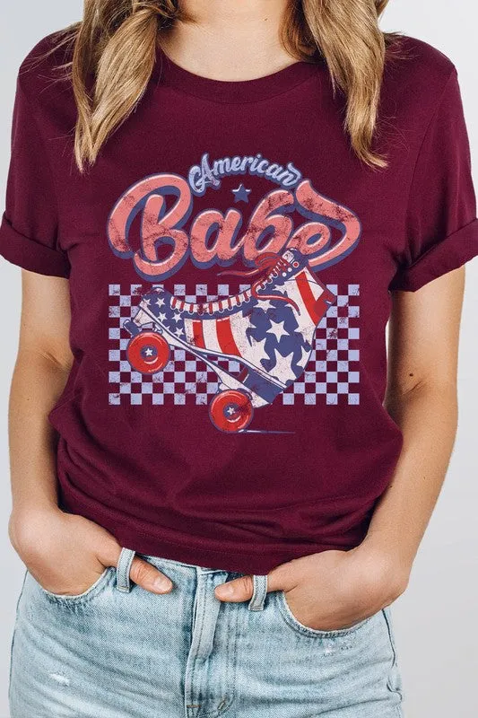 American Babe Star Rollerskate Patriot Graphic Tee