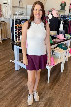 Athleisure Butter Sleeveless Racer Back Top White Pearl