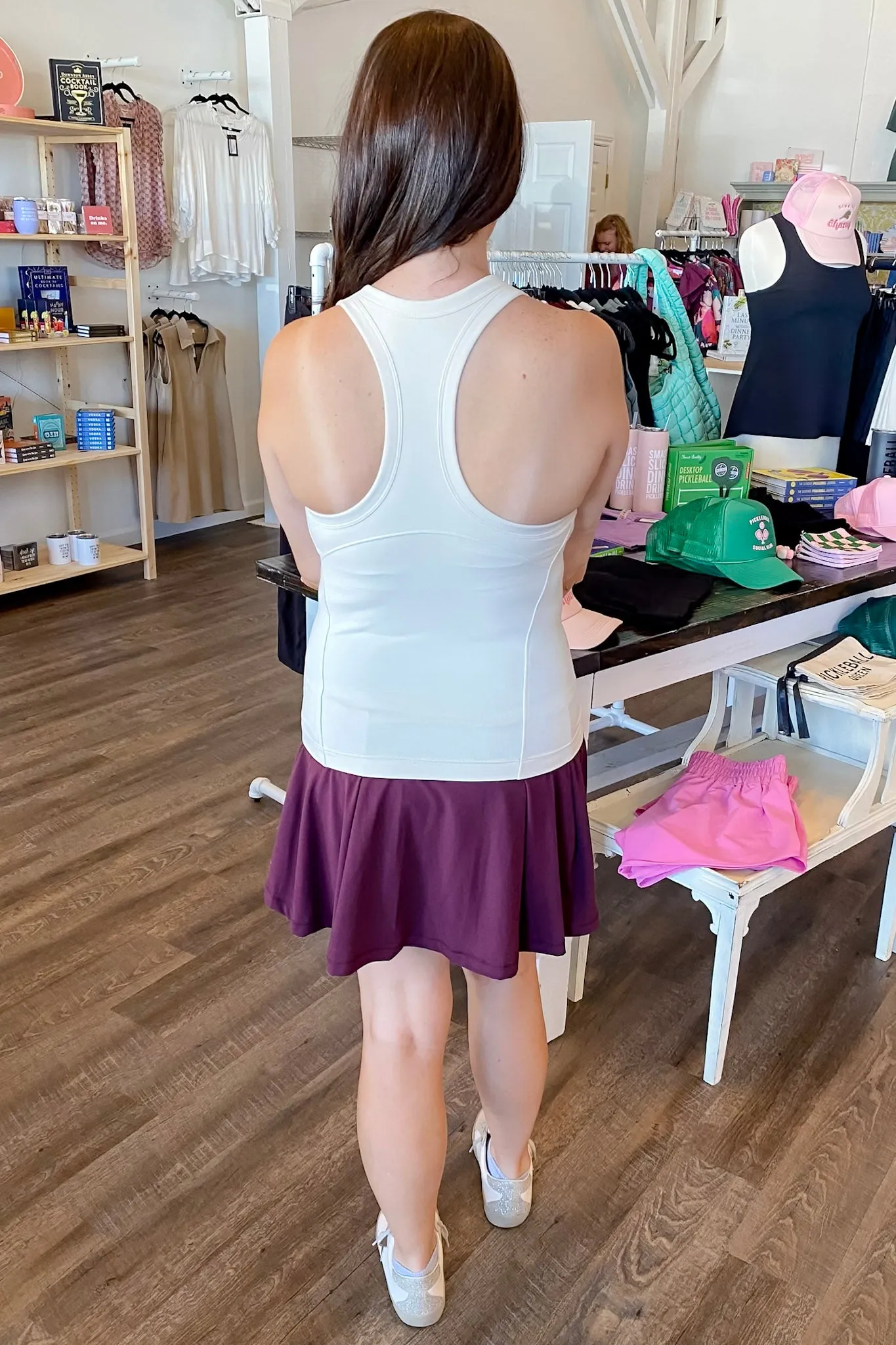 Athleisure Butter Sleeveless Racer Back Top White Pearl