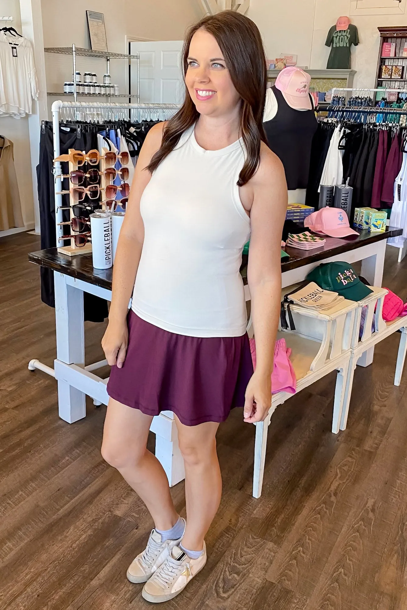 Athleisure Butter Sleeveless Racer Back Top White Pearl