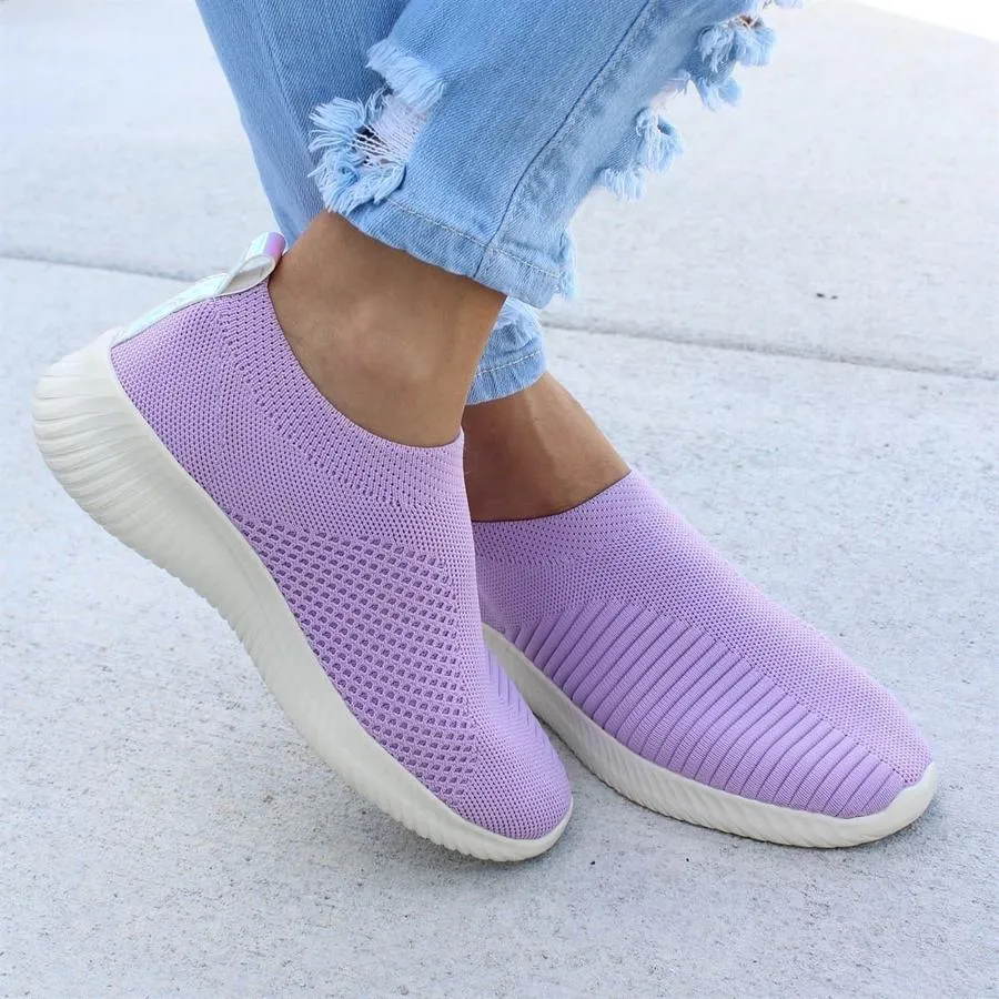 Breathable Fly-knit Slip On Sneakers