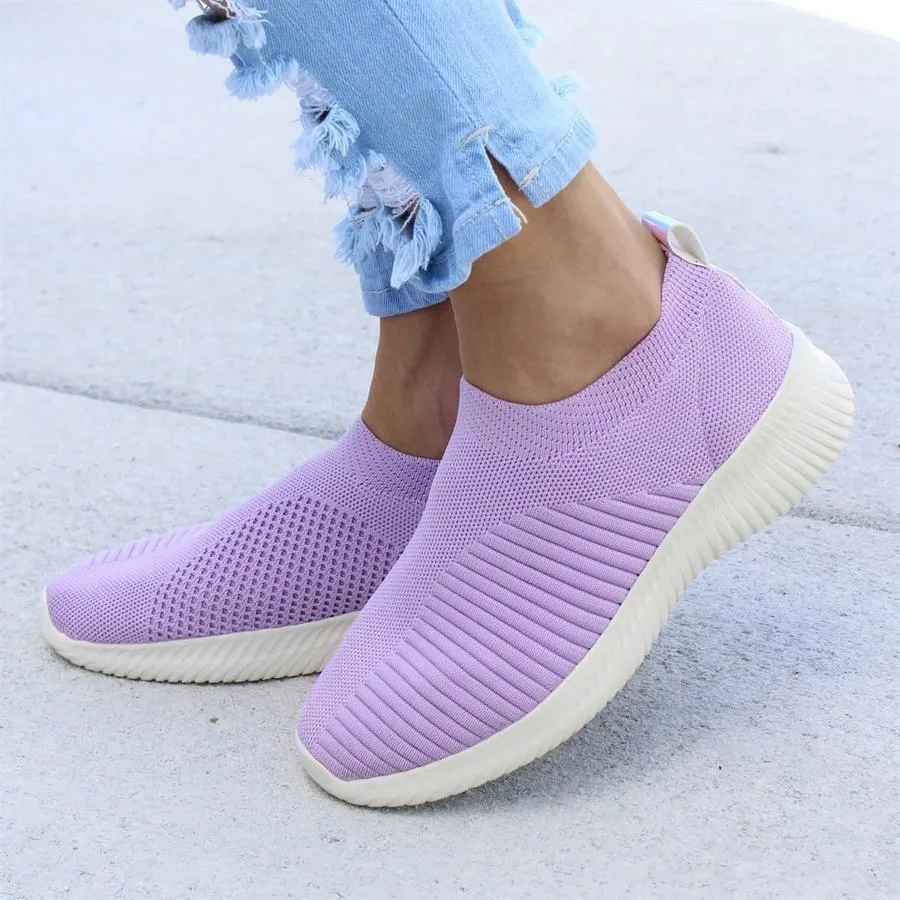 Breathable Fly-knit Slip On Sneakers