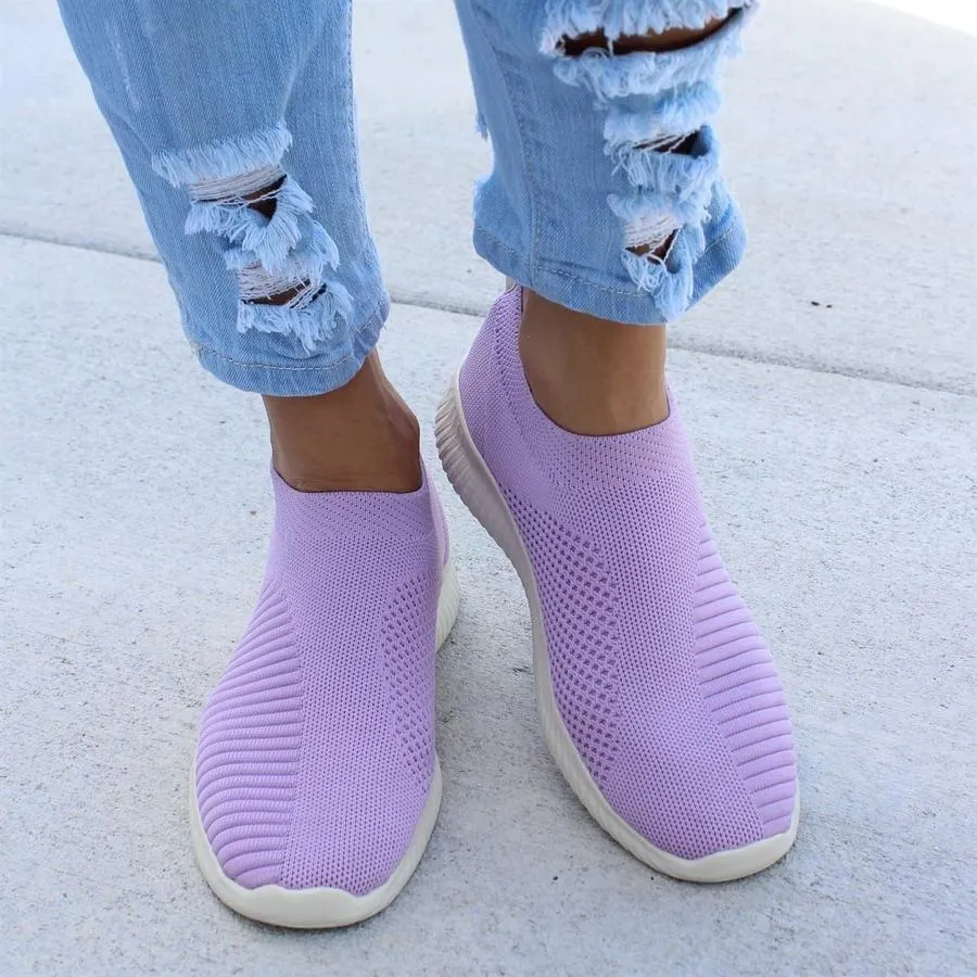 Breathable Fly-knit Slip On Sneakers