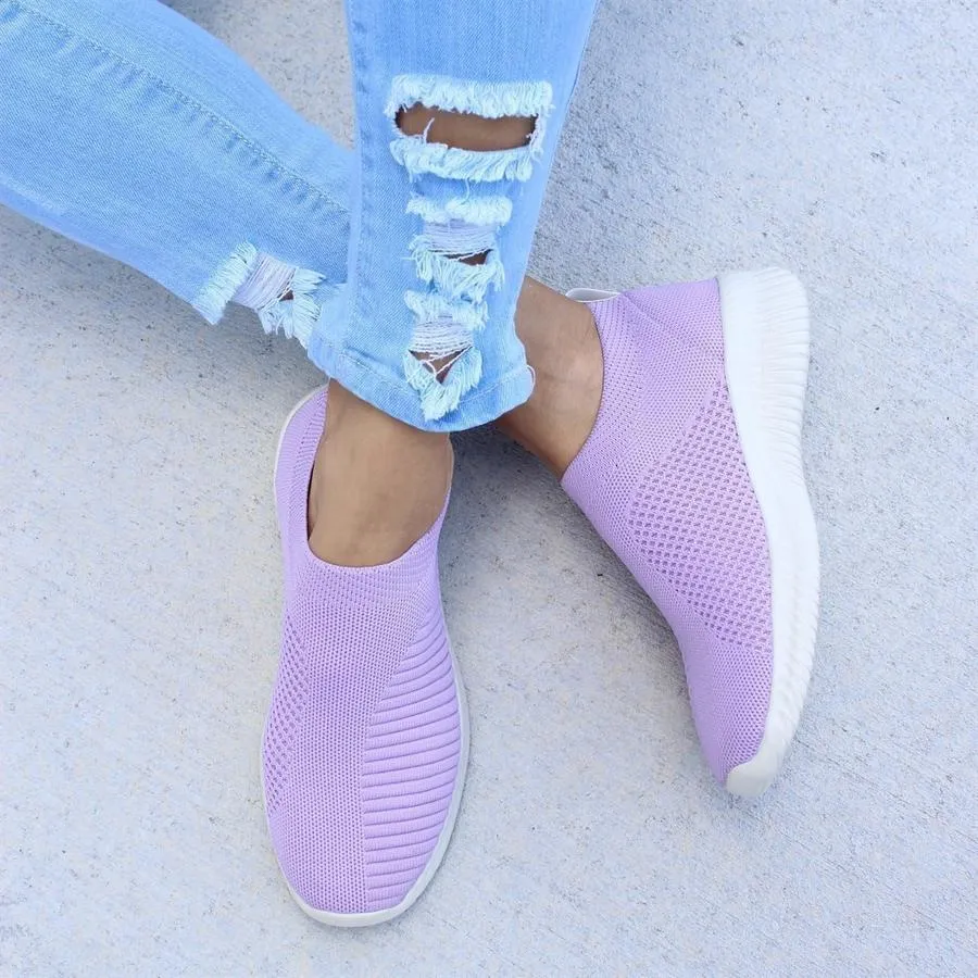 Breathable Fly-knit Slip On Sneakers