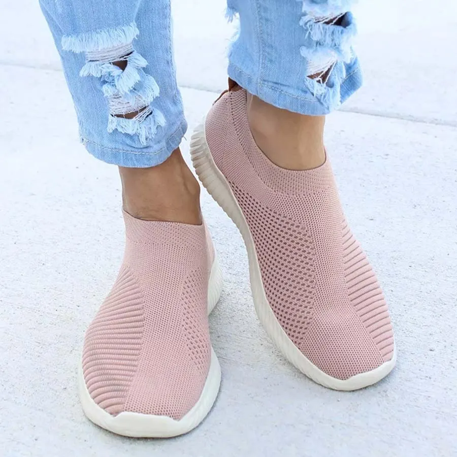 Breathable Fly-knit Slip On Sneakers