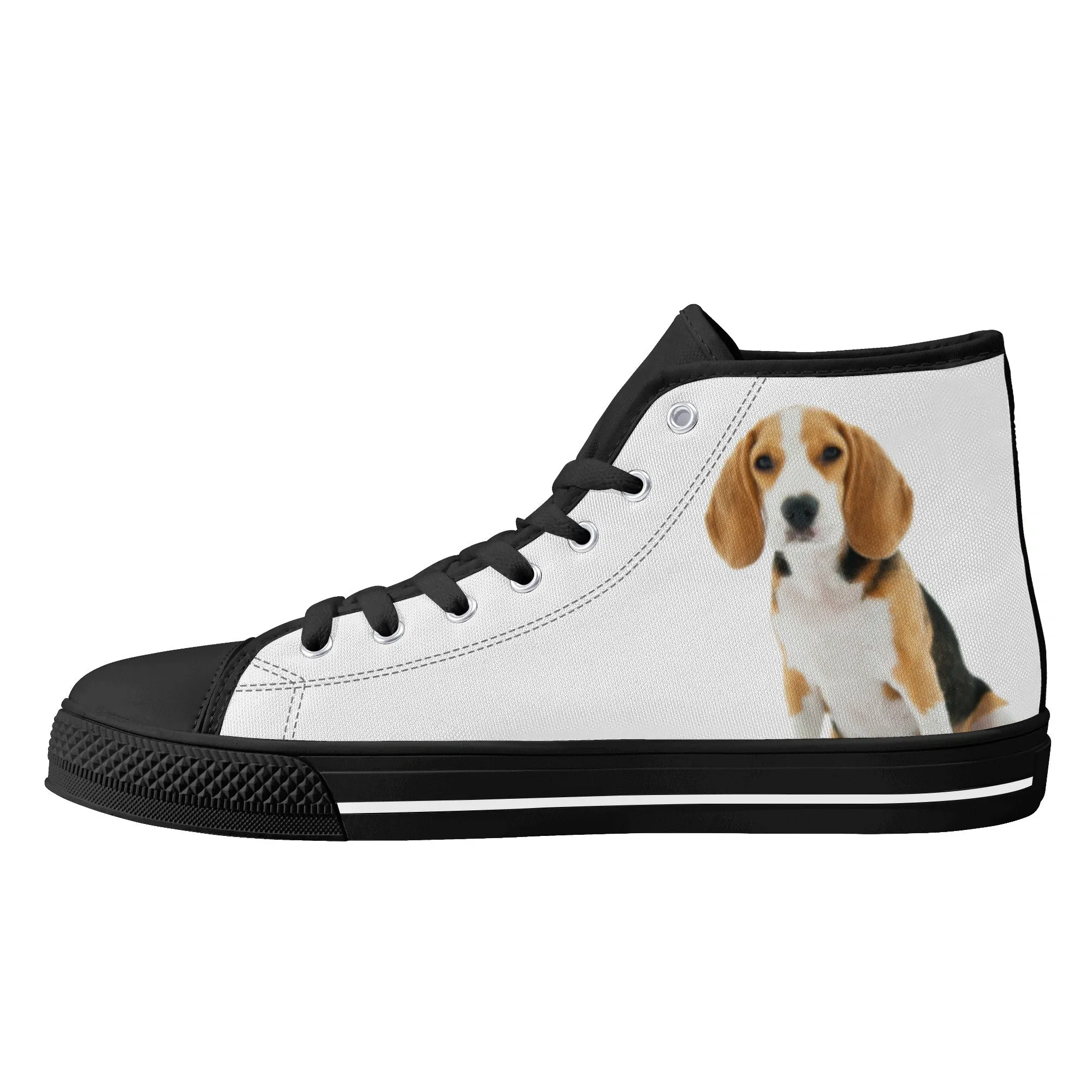 Custom Dog Photo Women Shoes, Pet Face Print Personalized Design High Top Canvas Lace Up Sneakers Gift
