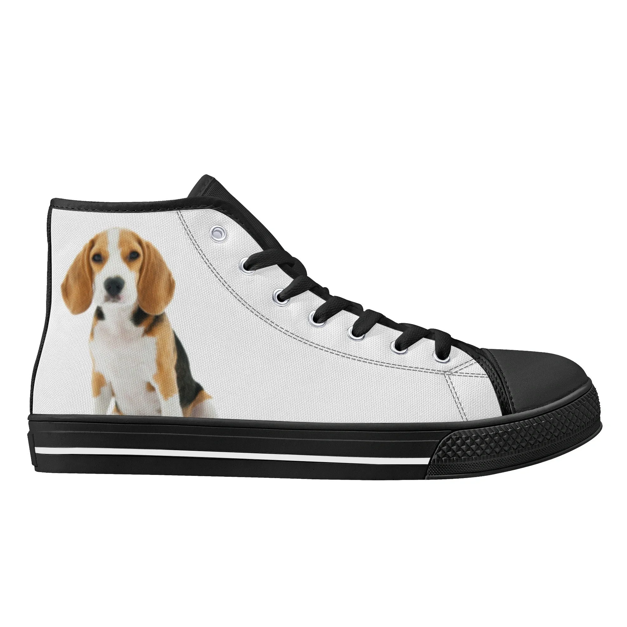 Custom Dog Photo Women Shoes, Pet Face Print Personalized Design High Top Canvas Lace Up Sneakers Gift
