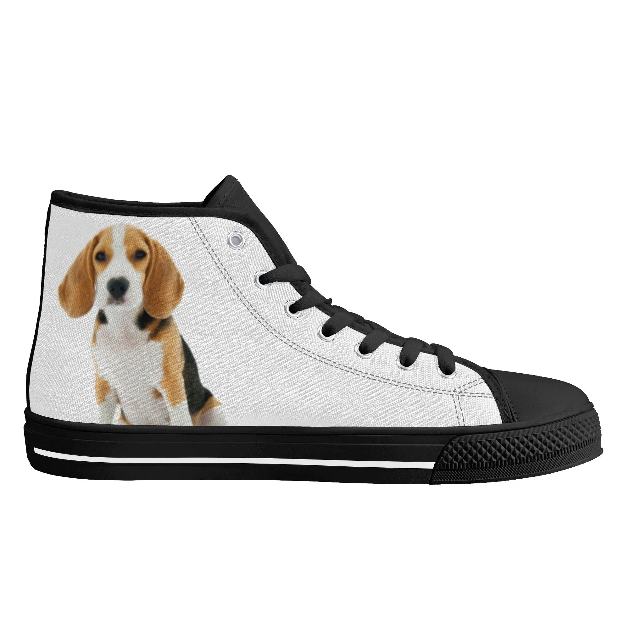 Custom Dog Photo Women Shoes, Pet Face Print Personalized Design High Top Canvas Lace Up Sneakers Gift