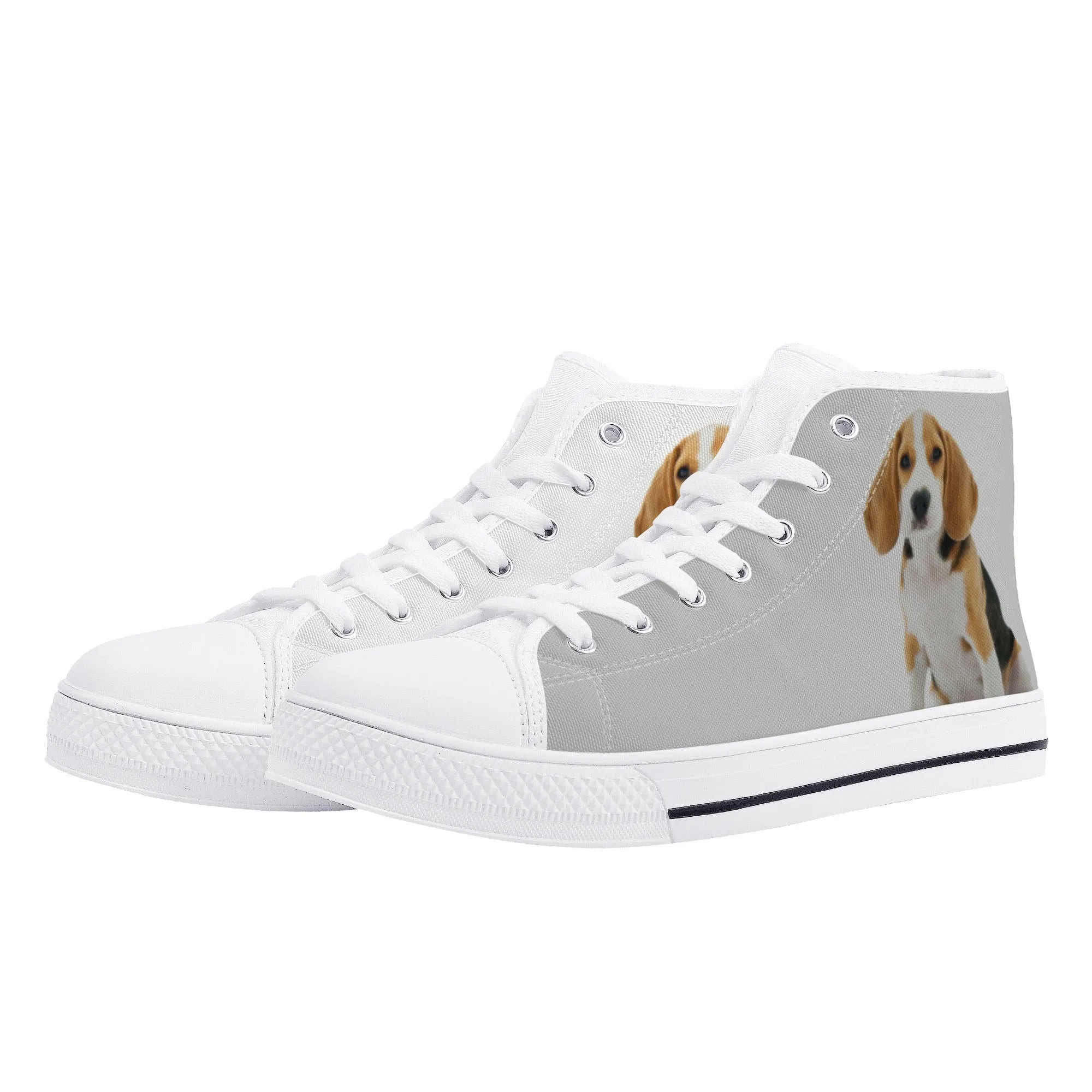 Custom Dog Photo Women Shoes, Pet Face Print Personalized Design High Top Canvas Lace Up Sneakers Gift