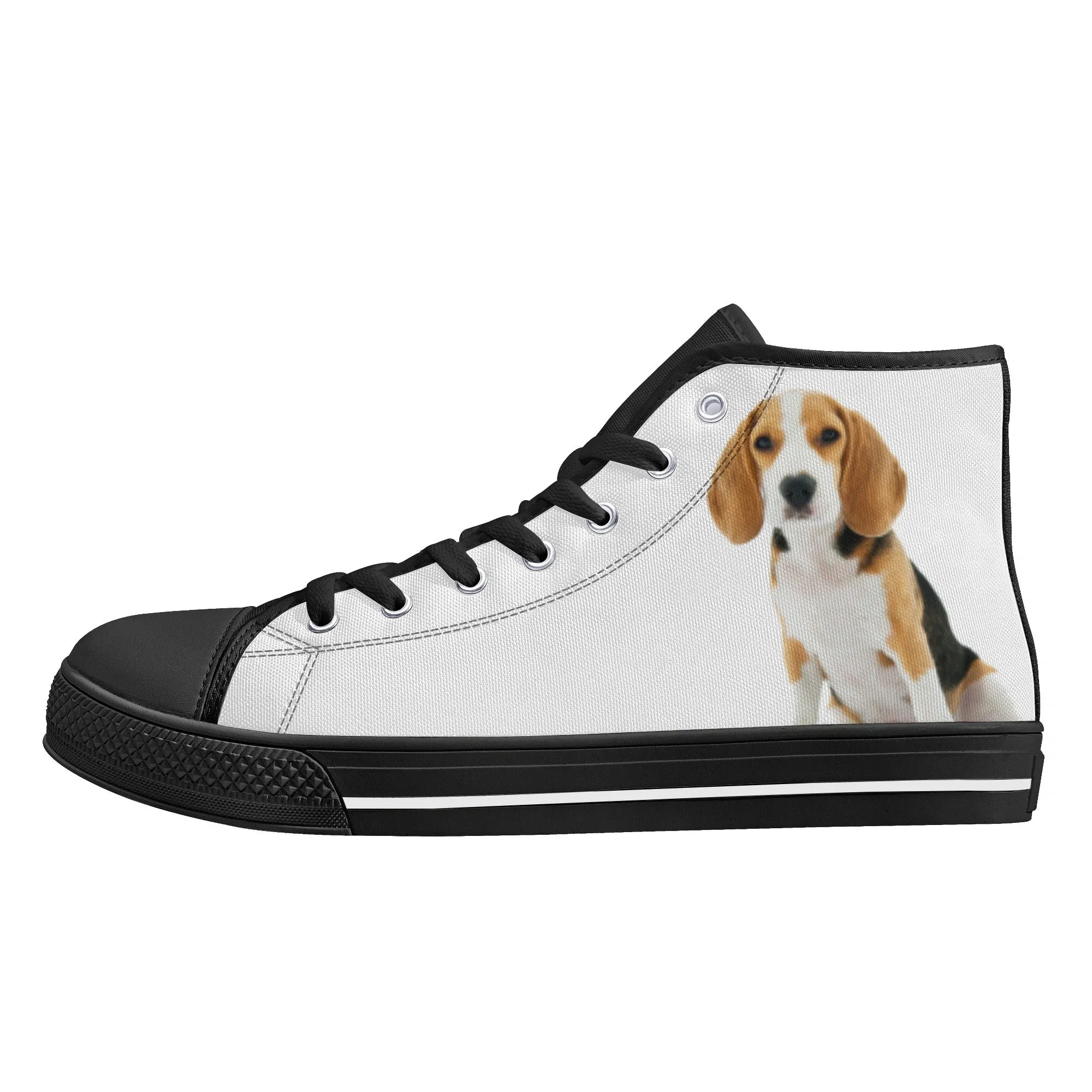 Custom Dog Photo Women Shoes, Pet Face Print Personalized Design High Top Canvas Lace Up Sneakers Gift