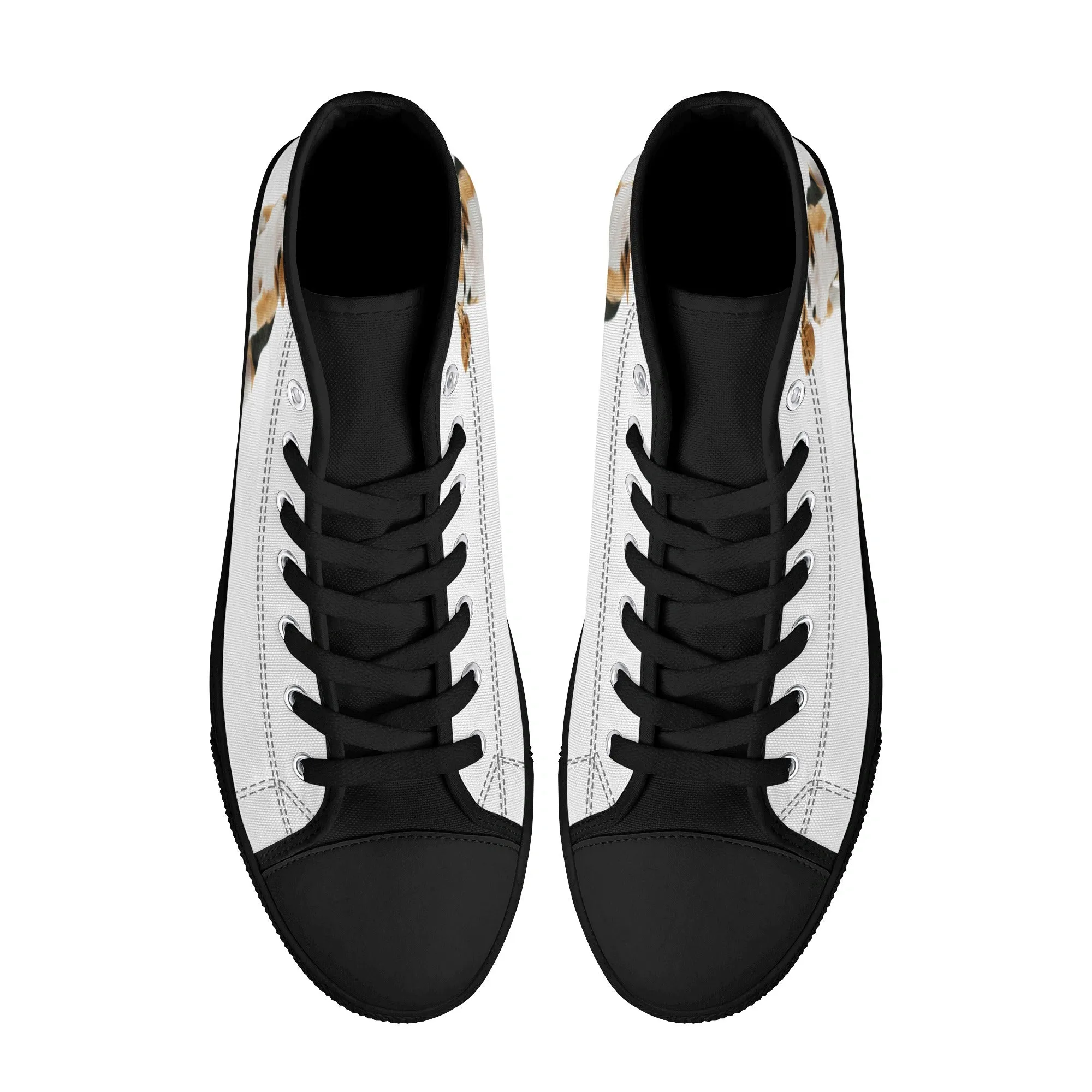 Custom Dog Photo Women Shoes, Pet Face Print Personalized Design High Top Canvas Lace Up Sneakers Gift