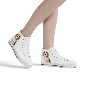 Custom Dog Photo Women Shoes, Pet Face Print Personalized Design High Top Canvas Lace Up Sneakers Gift