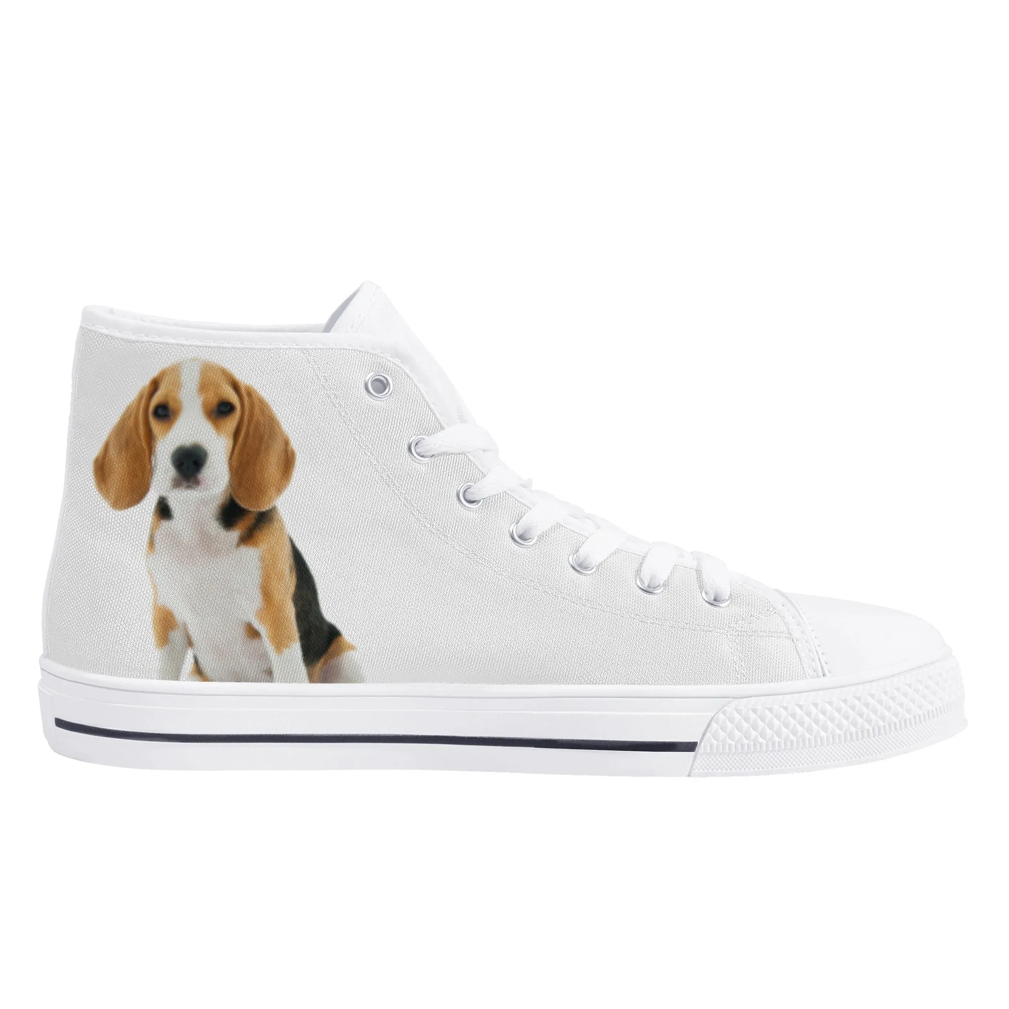 Custom Dog Photo Women Shoes, Pet Face Print Personalized Design High Top Canvas Lace Up Sneakers Gift