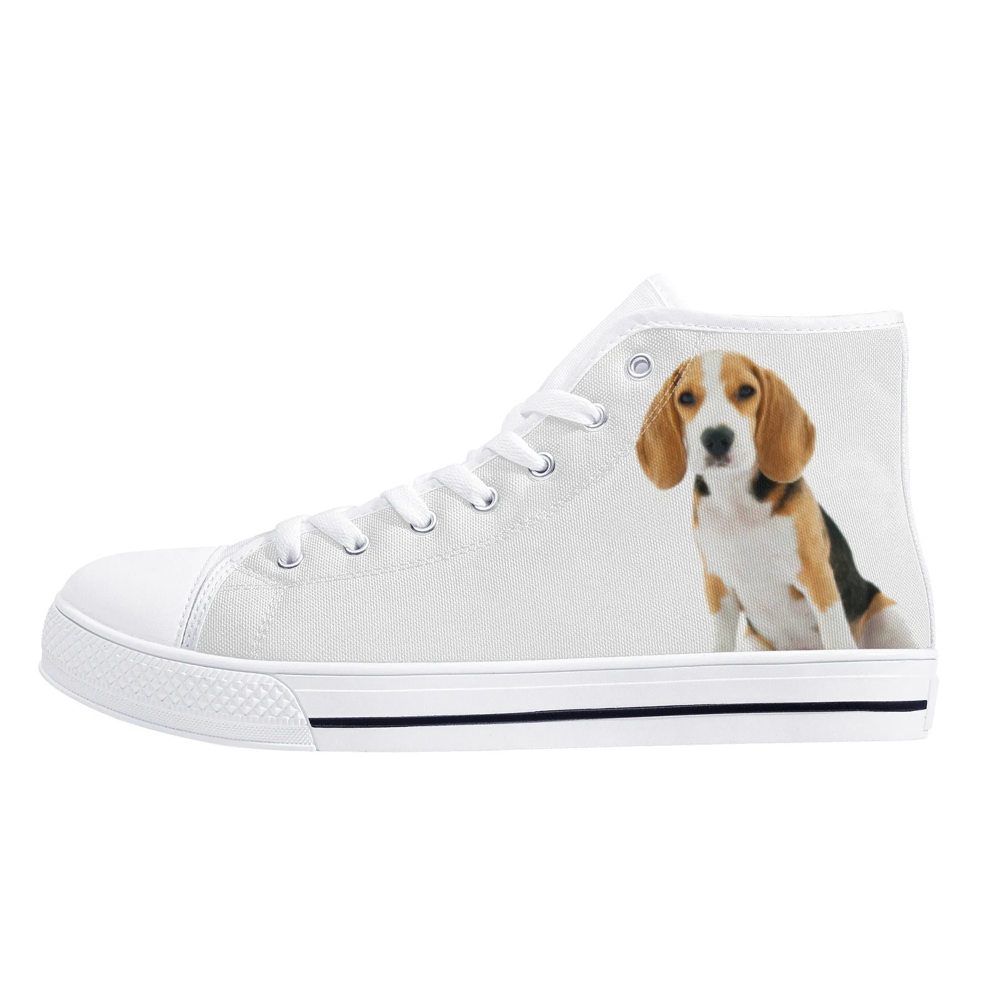 Custom Dog Photo Women Shoes, Pet Face Print Personalized Design High Top Canvas Lace Up Sneakers Gift