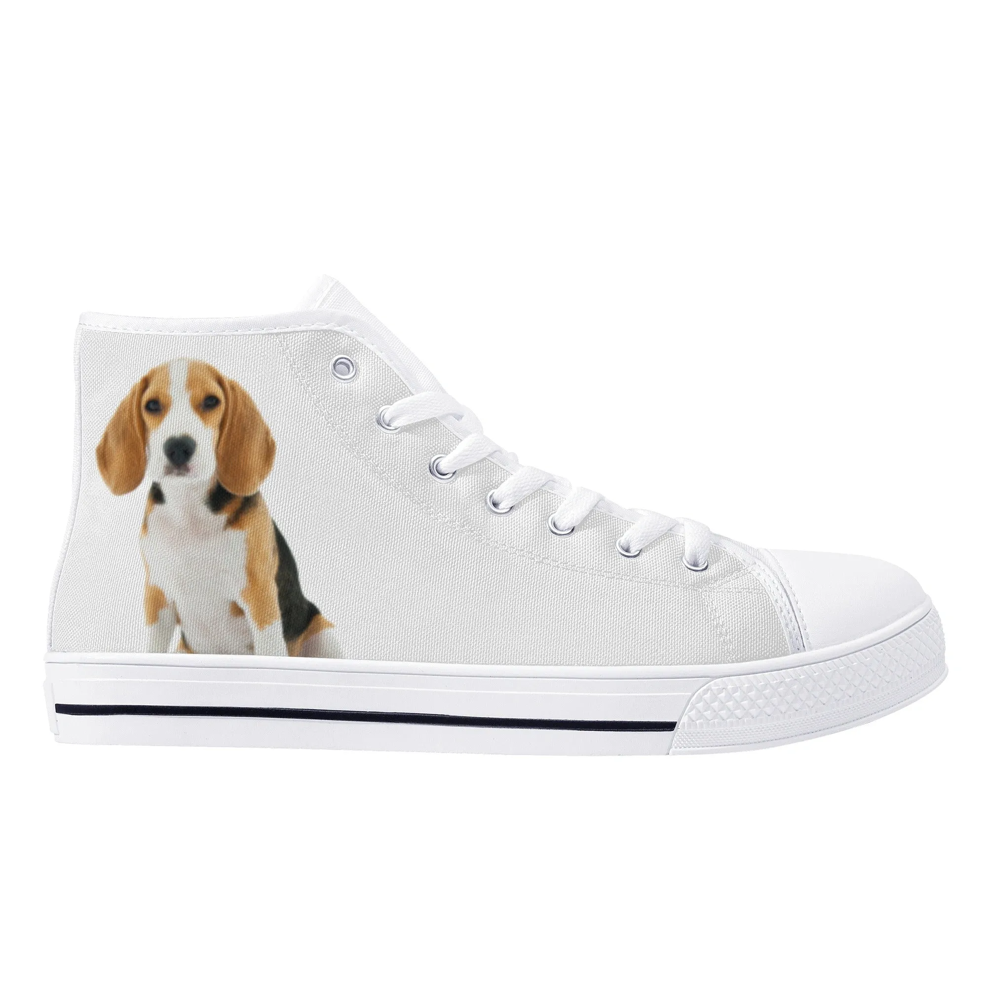 Custom Dog Photo Women Shoes, Pet Face Print Personalized Design High Top Canvas Lace Up Sneakers Gift