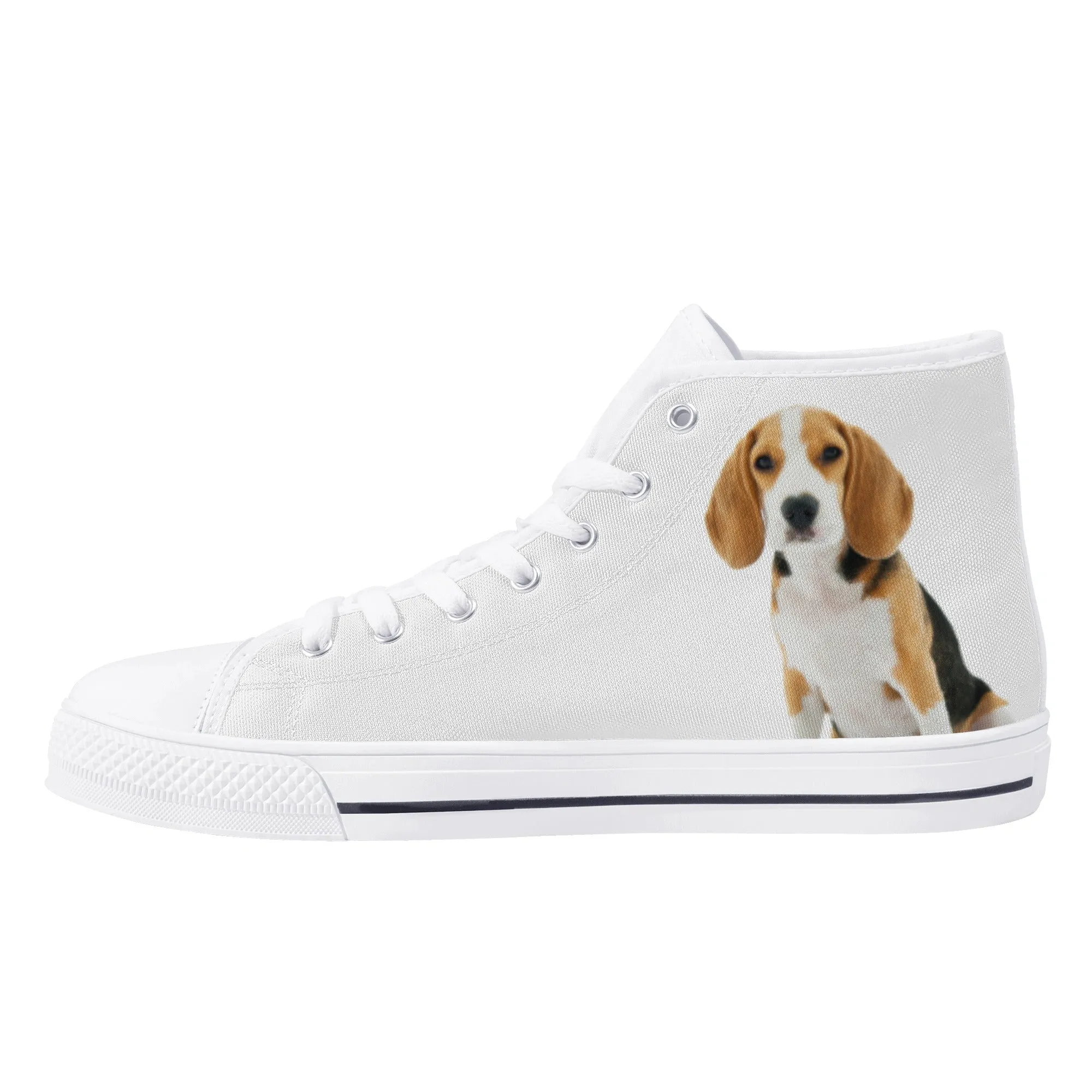 Custom Dog Photo Women Shoes, Pet Face Print Personalized Design High Top Canvas Lace Up Sneakers Gift