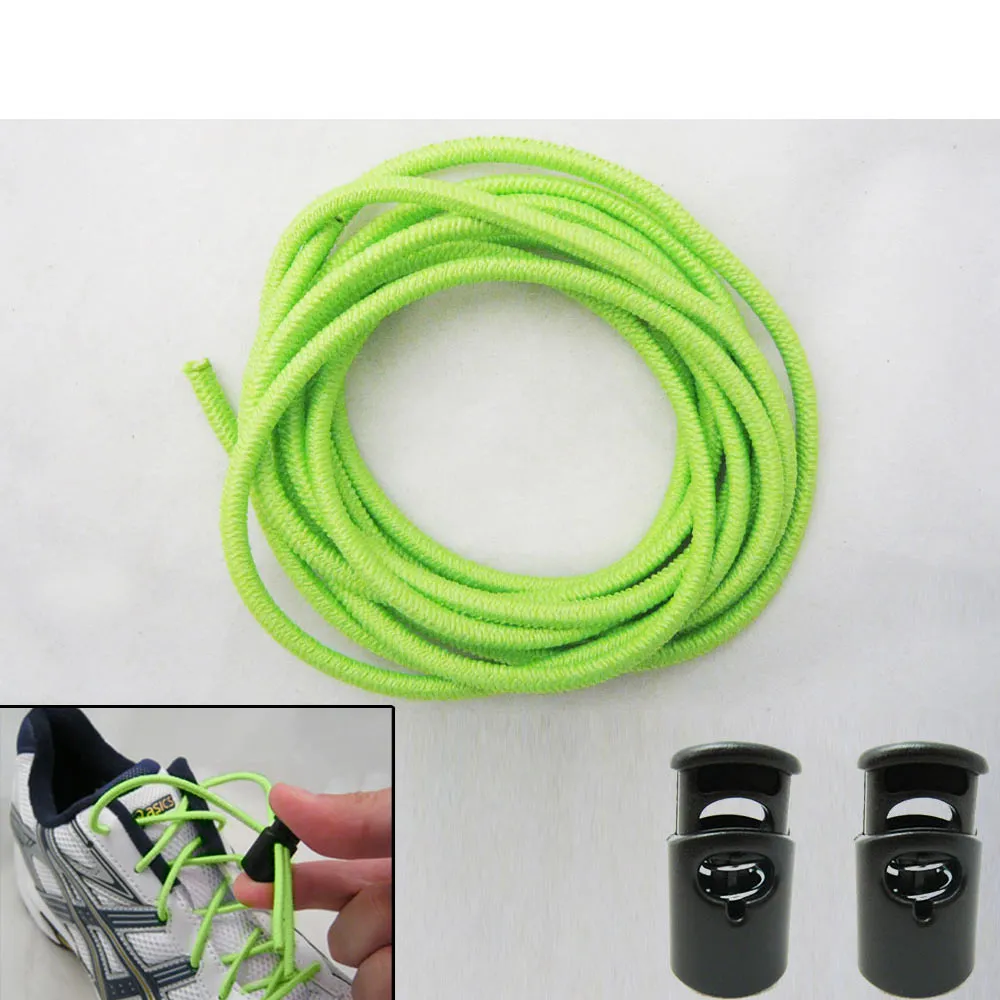 Green Elastic Shoe Laces Tie Fast Triathlon Marathon Running Run Shoelaces Fast