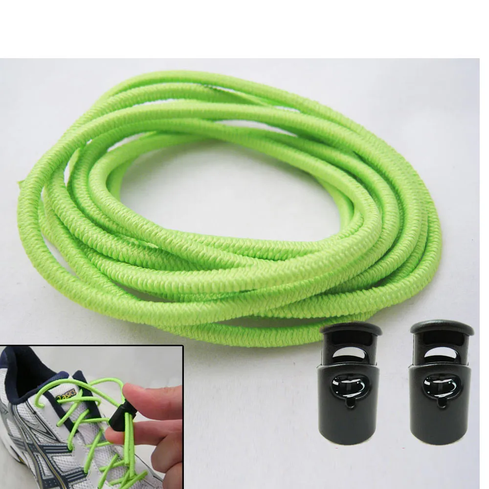 Green Elastic Shoe Laces Tie Fast Triathlon Marathon Running Run Shoelaces Fast