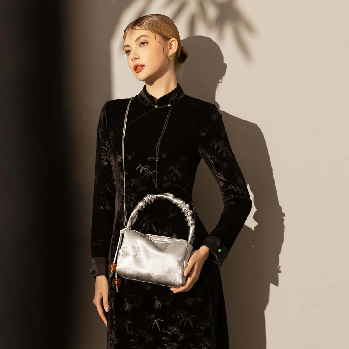Mini Drawstring Ruched Handle Top Handle Bag